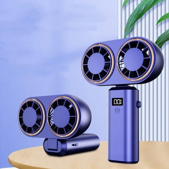 🌬️ USB Handheld Mini Fan – Foldable, Portable & Neck Hanging with 5-Speed & Display Screen 💨✨